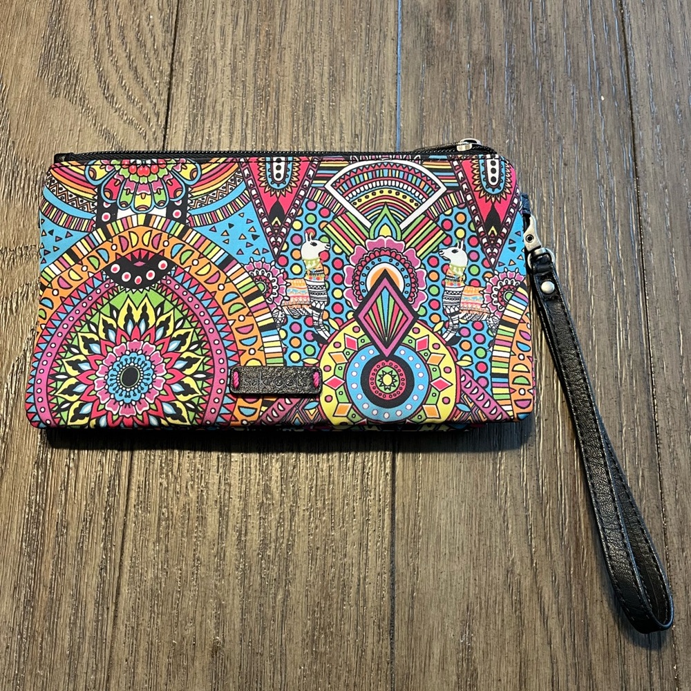 Sakroots Colorful Mandala Wristlet - Pink, Blue, Yellow, Green, Black